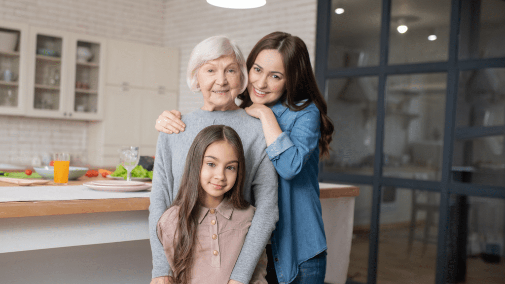 Three women in a kitchen